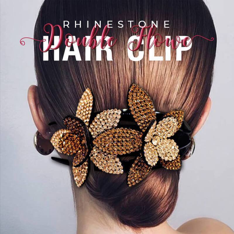 (Buy 2 Get 1 Free)Rhinestone Double Flower Hair Clip