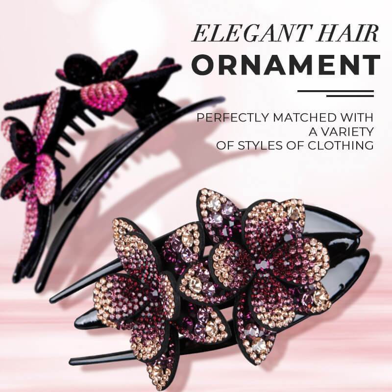 (Buy 2 Get 1 Free)Rhinestone Double Flower Hair Clip