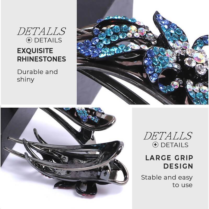 (Buy 2 Get 1 Free)Rhinestone Double Flower Hair Clip