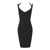 Free Shipping Women Summer Style Sexy V Neck Backless Black Red Bandage Dress 2021 Designer Fashion Evening Party Dress Vestido