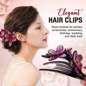 (Buy 2 Get 1 Free)Rhinestone Double Flower Hair Clip