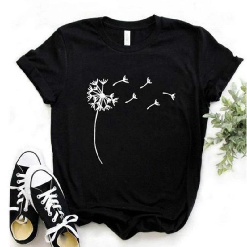 Summer Wildflower Dandelion Print Women tshirt