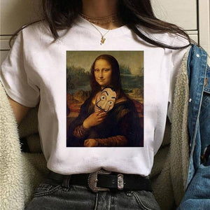 Mona Lisa Mask Aesthetic Harajuku T Shirt