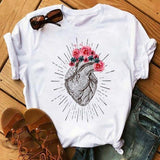 Women T-shirt Heart Pill Graphic Tees Casual Nurse T Shirt