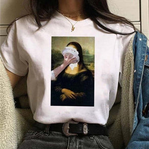 Mona Lisa Mask Aesthetic Harajuku T Shirt