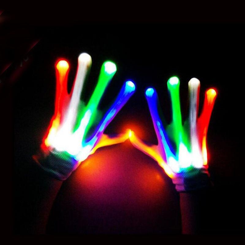 Club Party Dance Halloween Flashing LED Gloves Finger Light Up Glow Gloves Fancy Dress Light Show Christmas Prop 20 pair